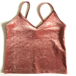 Rose gold velvet crop top